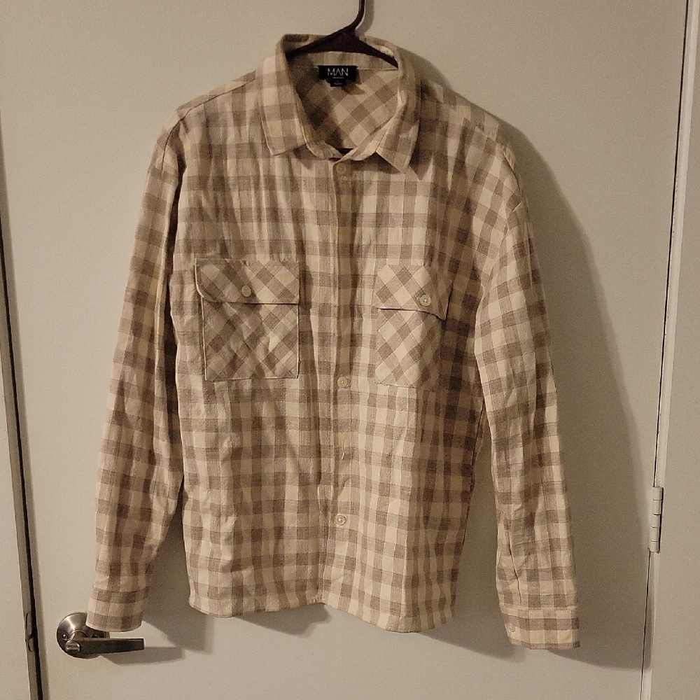 Boohoo Beige Checkered Shirt